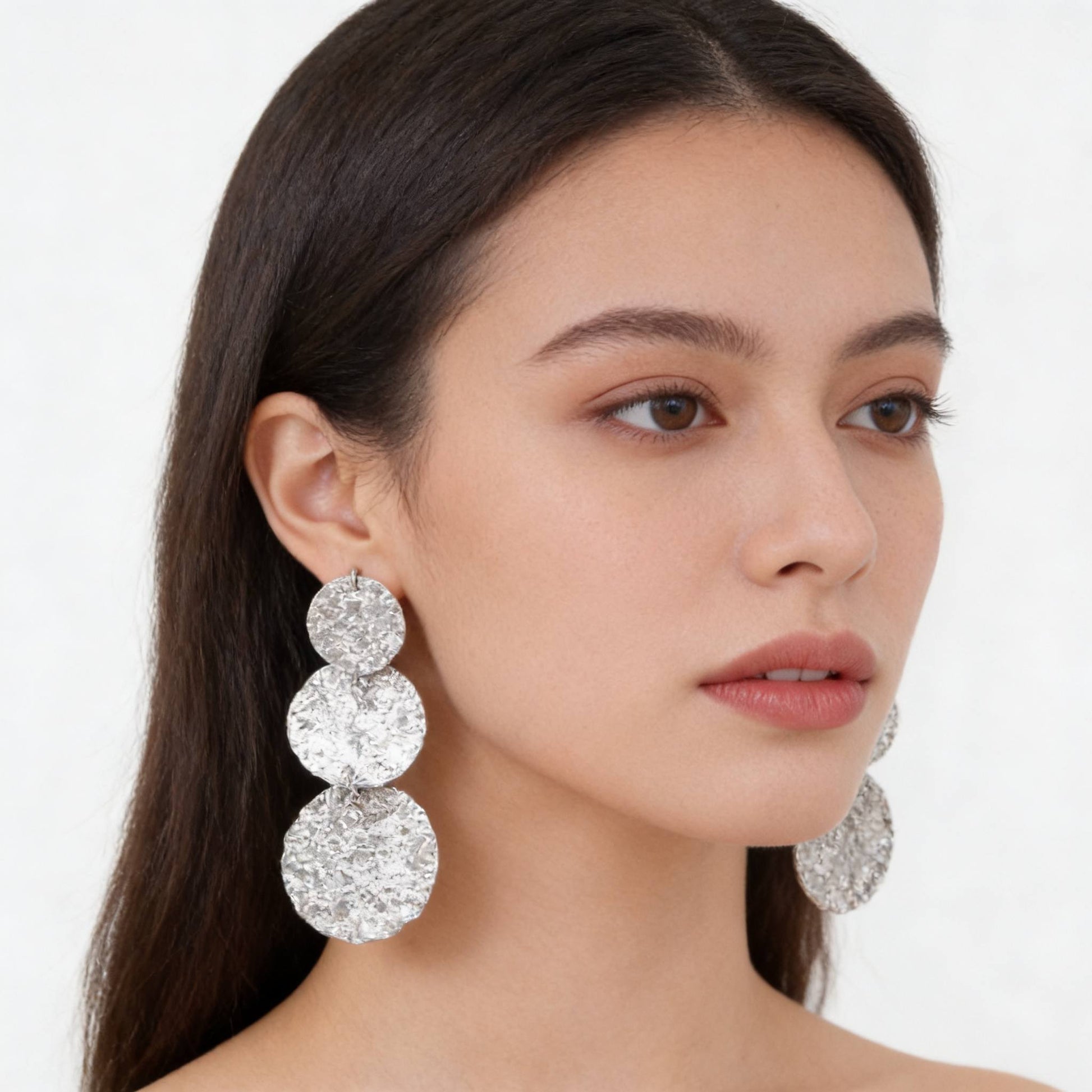 Triple Hammered Disc Earrings - ZumBuys