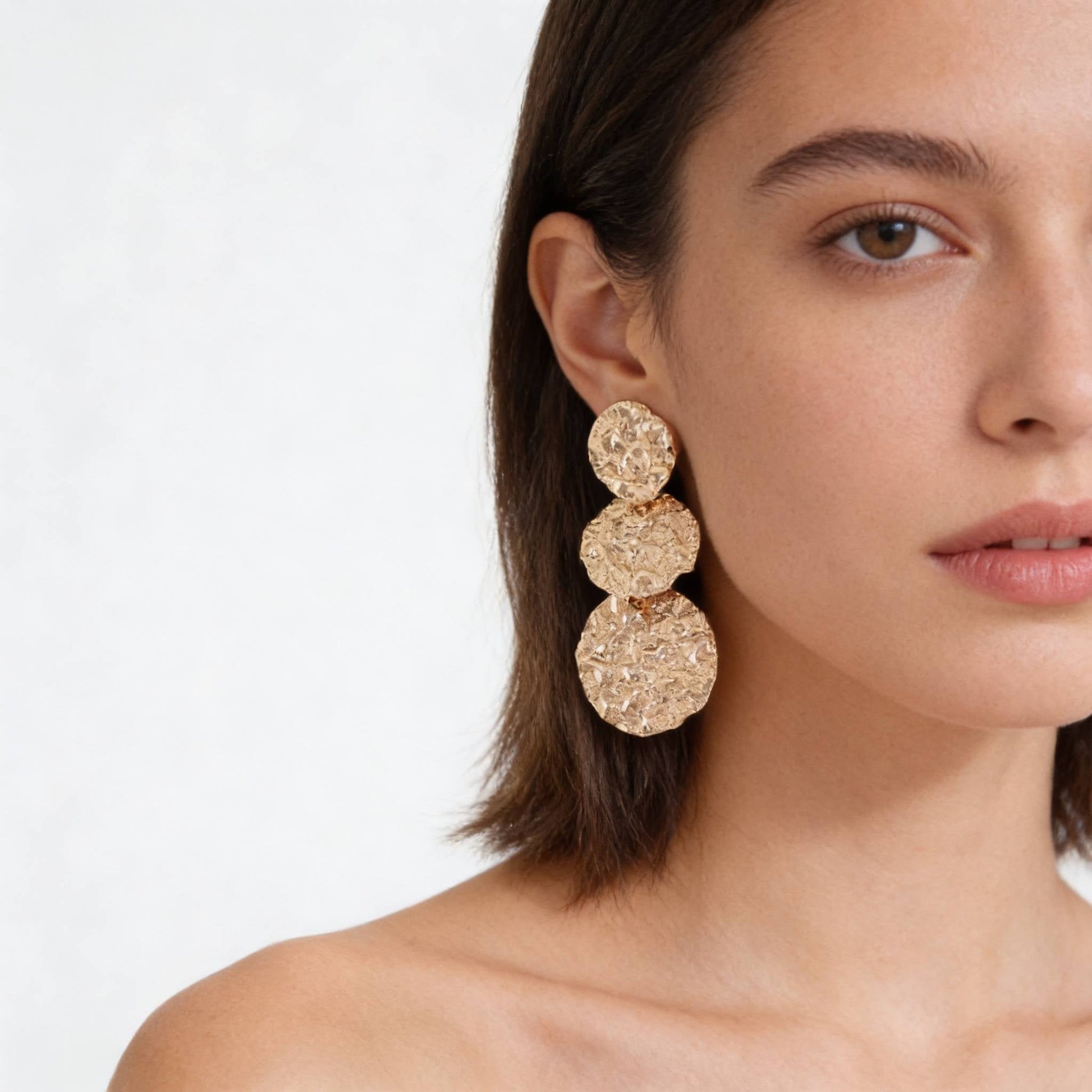 Triple Hammered Disc Earrings - ZumBuys