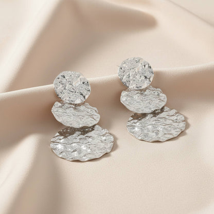 Triple Hammered Disc Earrings - ZumBuys