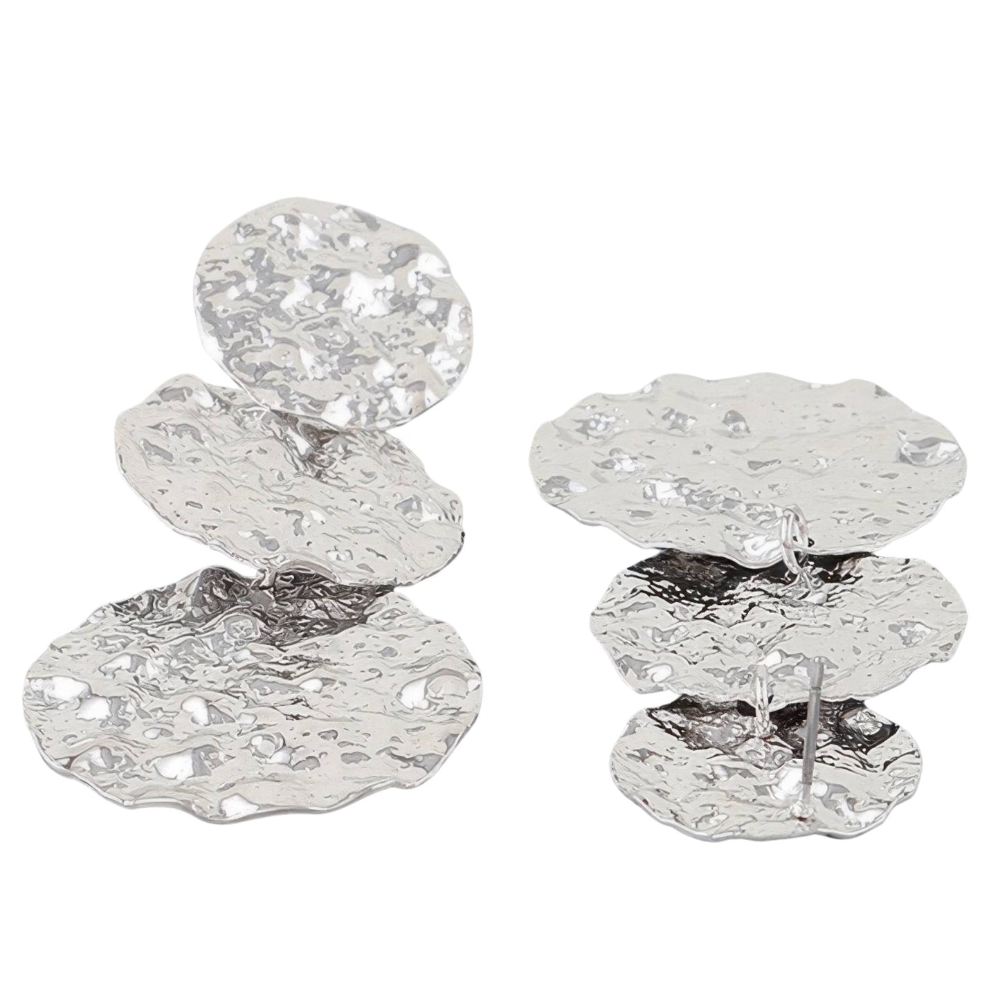 Triple Hammered Disc Earrings - ZumBuys
