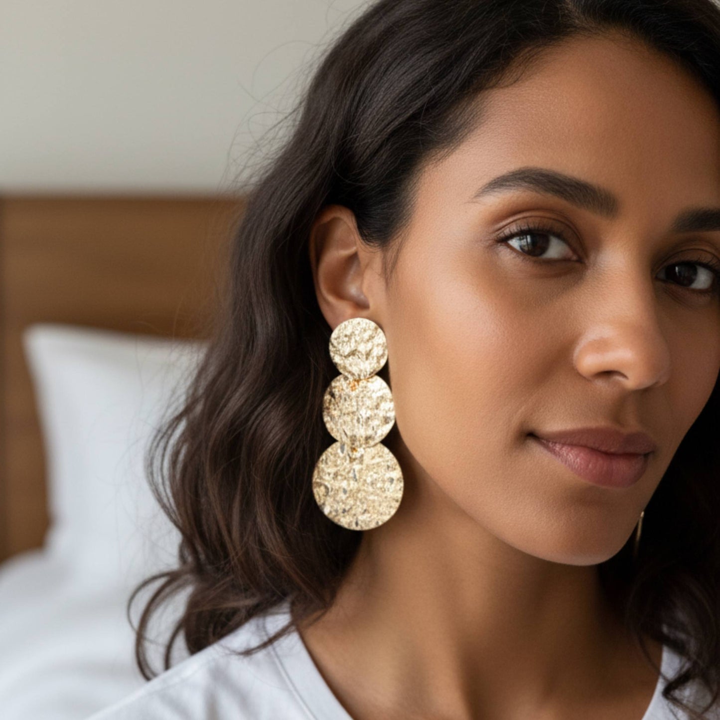 Triple Hammered Disc Earrings - ZumBuys