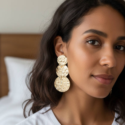 Triple Hammered Disc Earrings - ZumBuys