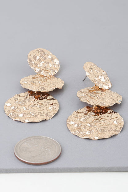 Triple Hammered Disc Earrings - ZumBuys