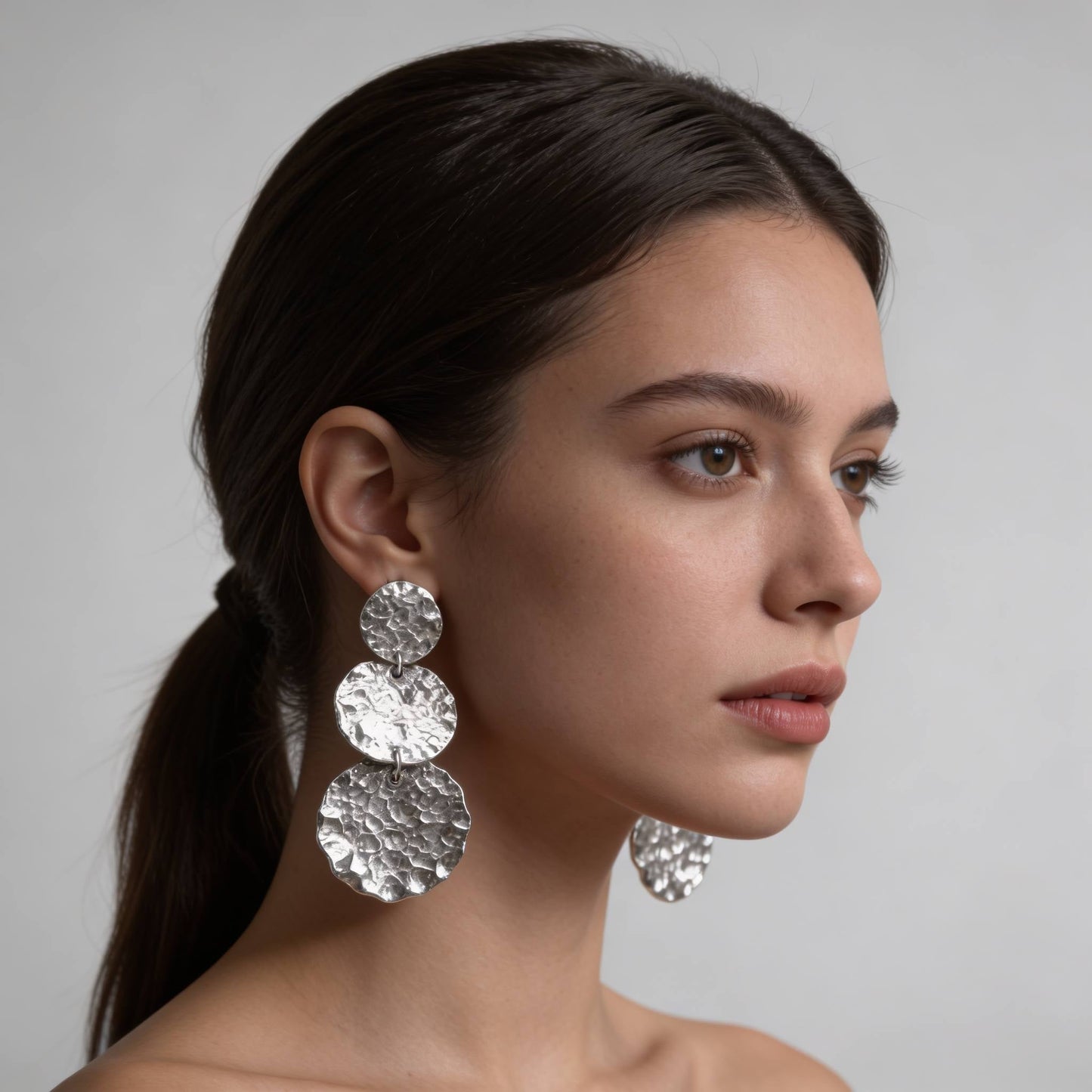 Triple Hammered Disc Earrings - ZumBuys