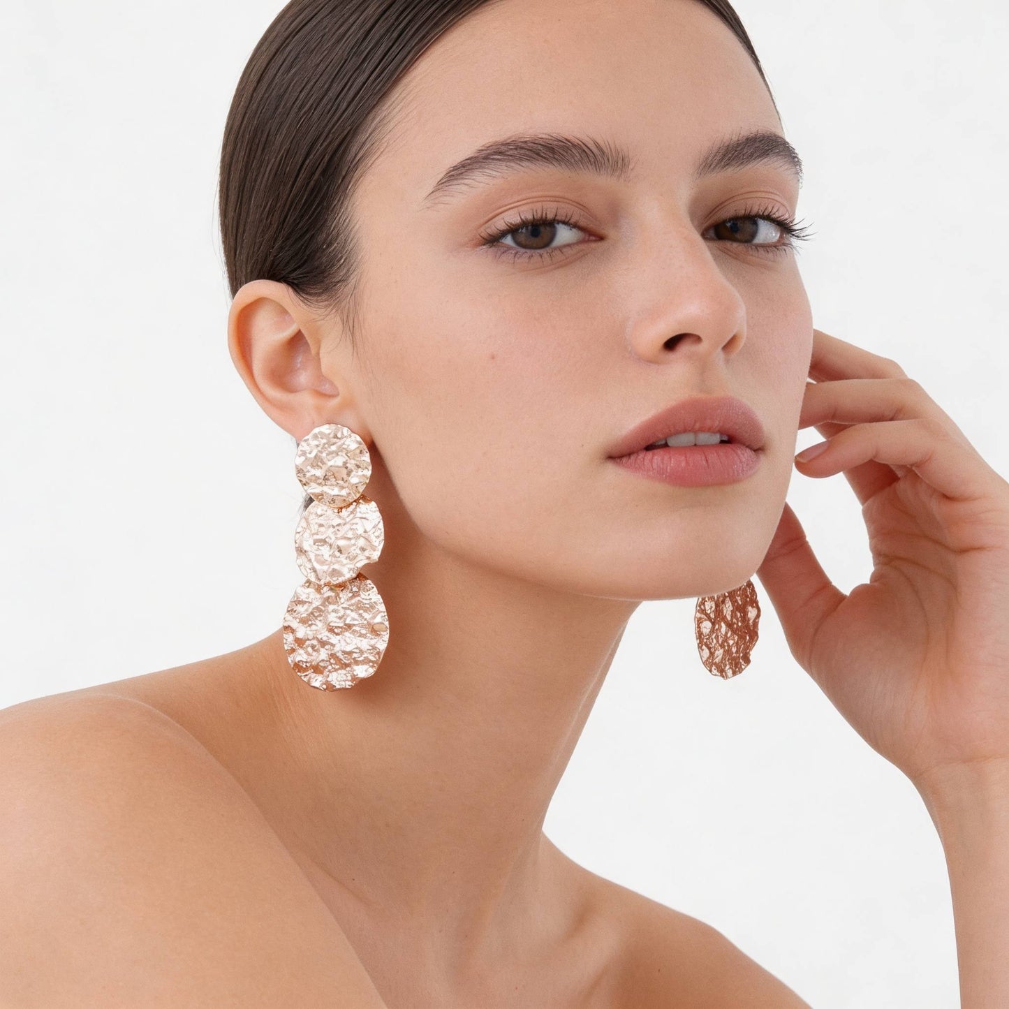 Triple Hammered Disc Earrings - ZumBuys