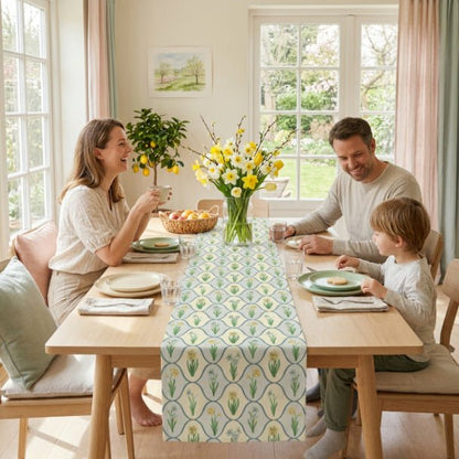 Tulip Fleur Table Runner – Spring Floral Table Runner in Cotton Twill or Polyester - ZumBuys
