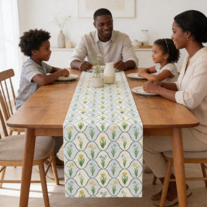 Tulip Fleur Table Runner – Spring Floral Table Runner in Cotton Twill or Polyester - ZumBuys
