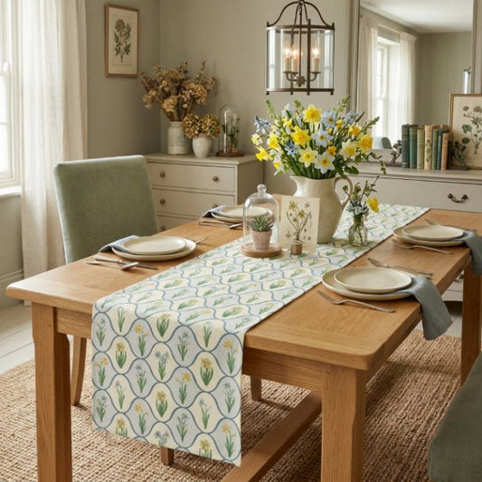 Tulip Fleur Table Runner – Spring Floral Table Runner in Cotton Twill or Polyester - ZumBuys
