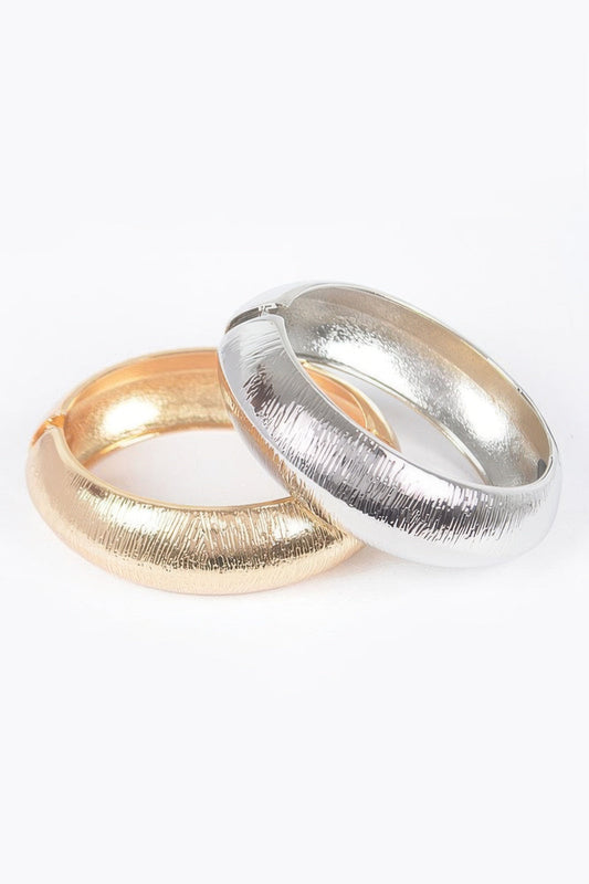 Two Pieces Set Wide Metal Bangle - ZumBuys