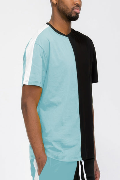 Two Tone Color Block Short Sleeve Tshirt - ZumBuys