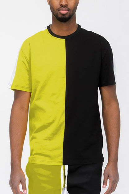 Two Tone Color Block Short Sleeve Tshirt - ZumBuys