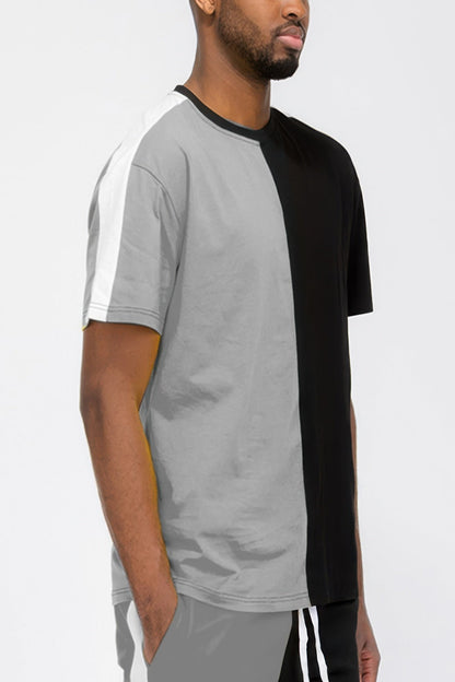 Two Tone Color Block Short Sleeve Tshirt - ZumBuys
