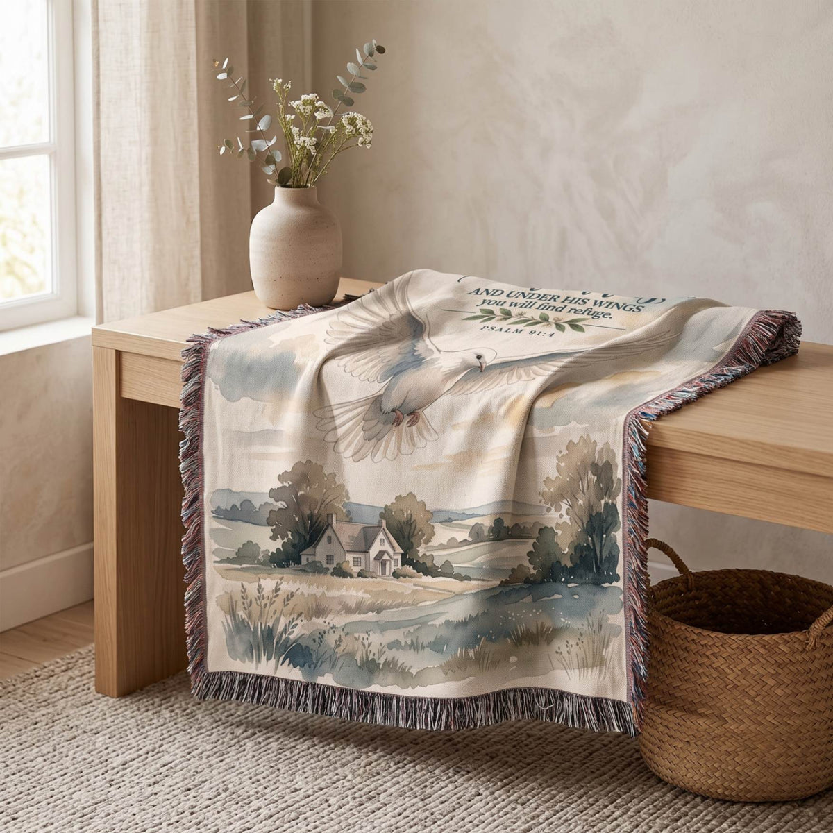 Under His Wings Woven Blanket - ZumBuys