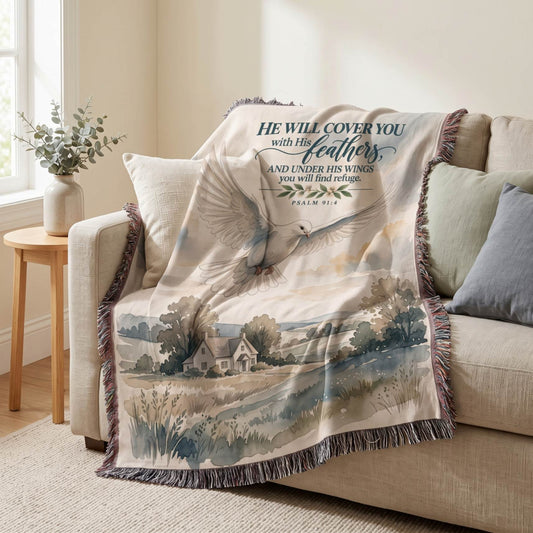 Under His Wings Woven Blanket - ZumBuys