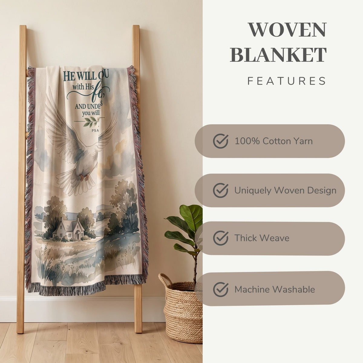 Under His Wings Woven Blanket - ZumBuys