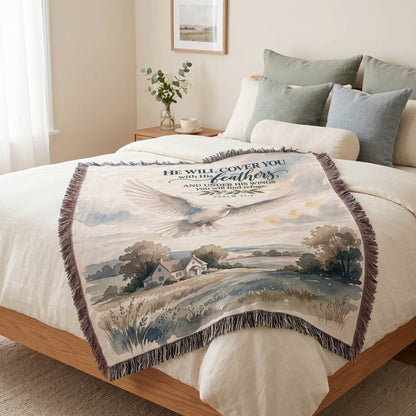 Under His Wings Woven Blanket - ZumBuys