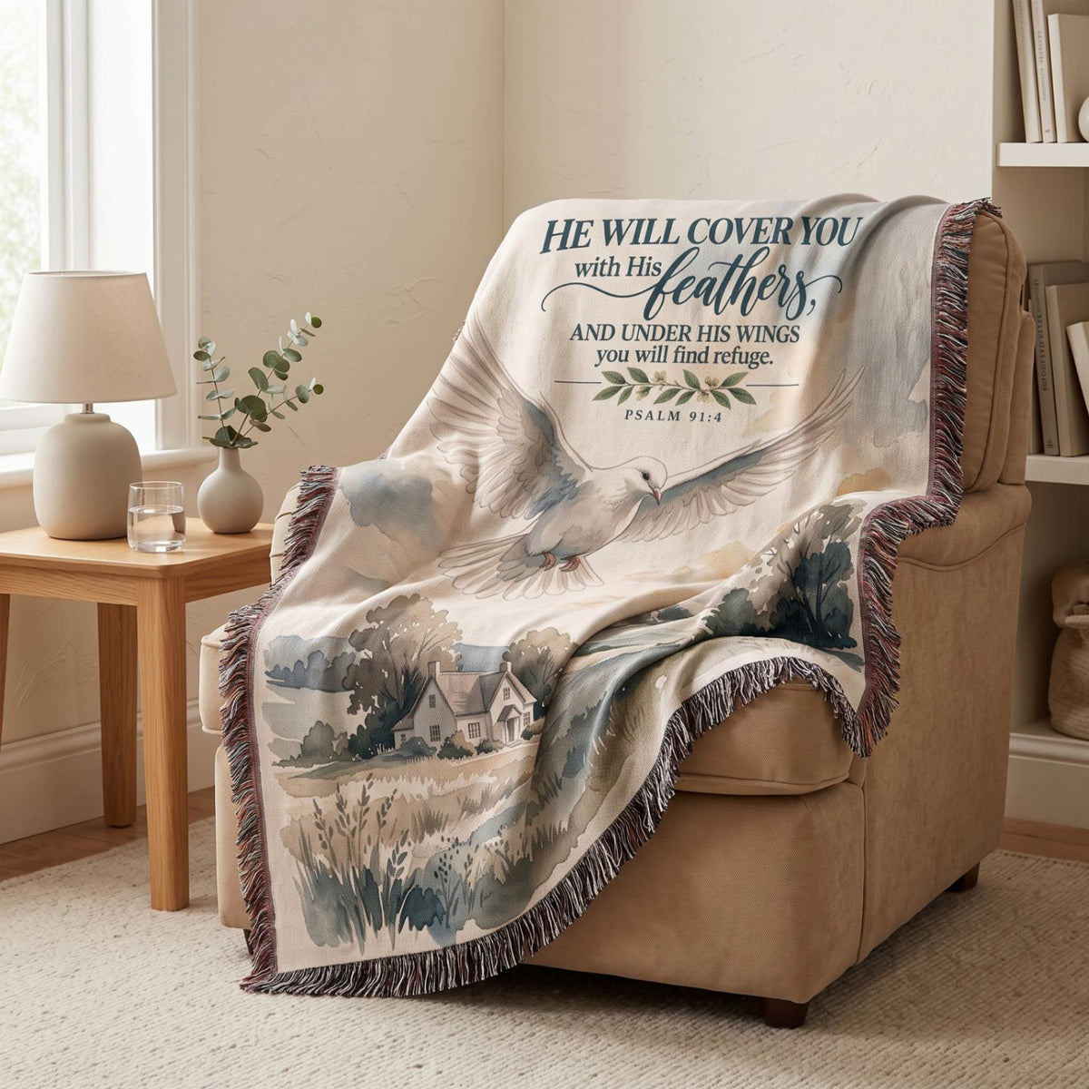 Under His Wings Woven Blanket - ZumBuys