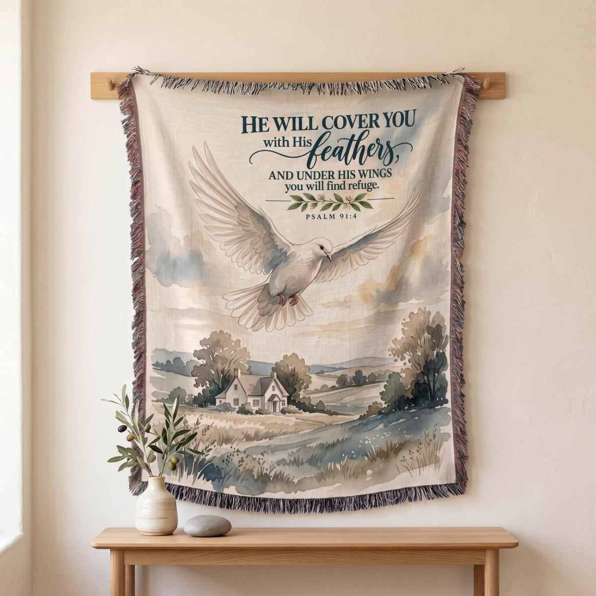 Under His Wings Woven Blanket - ZumBuys
