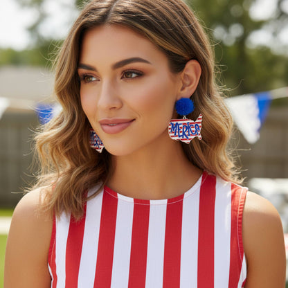 Usa Map Post Dangle Earrings - ZumBuys