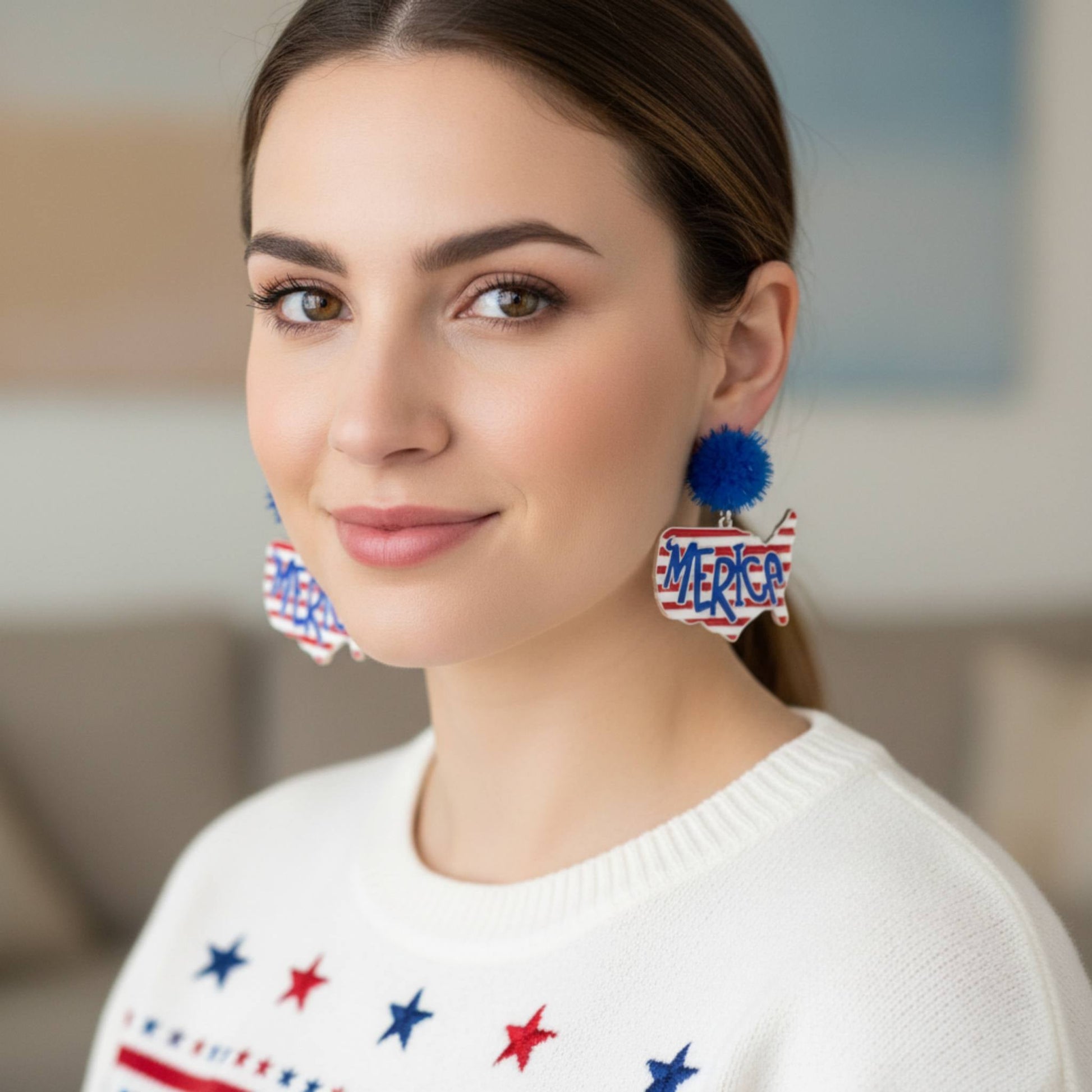 Usa Map Post Dangle Earrings - ZumBuys