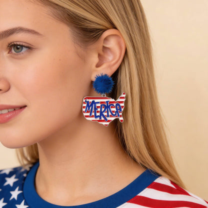 Usa Map Post Dangle Earrings - ZumBuys