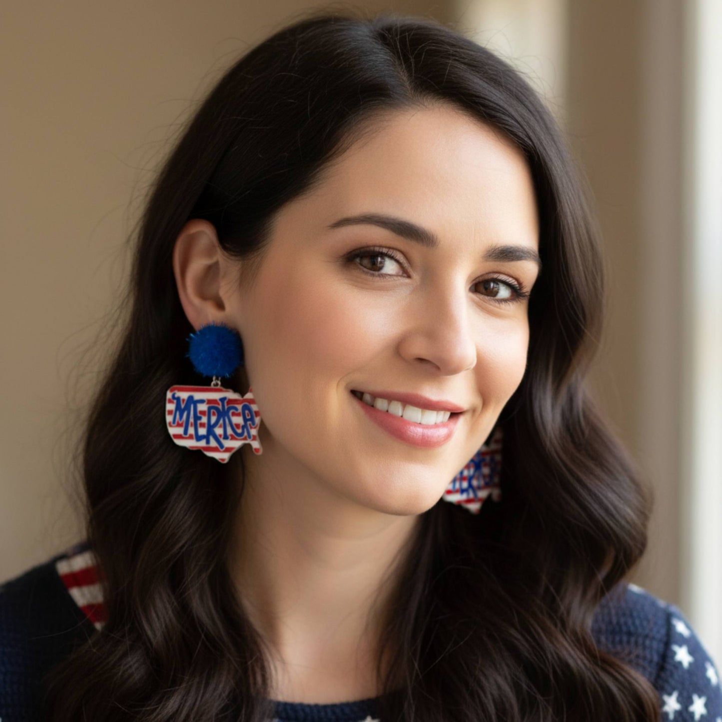 Usa Map Post Dangle Earrings - ZumBuys