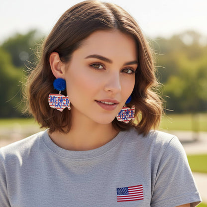 Usa Map Post Dangle Earrings - ZumBuys