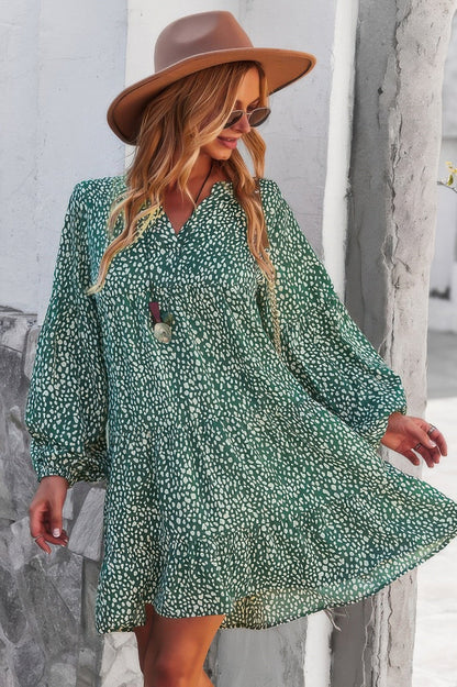 V Neck Polka Dot Tunic Dress - ZumBuys