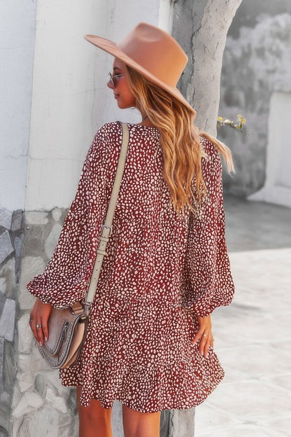 V Neck Polka Dot Tunic Dress - ZumBuys