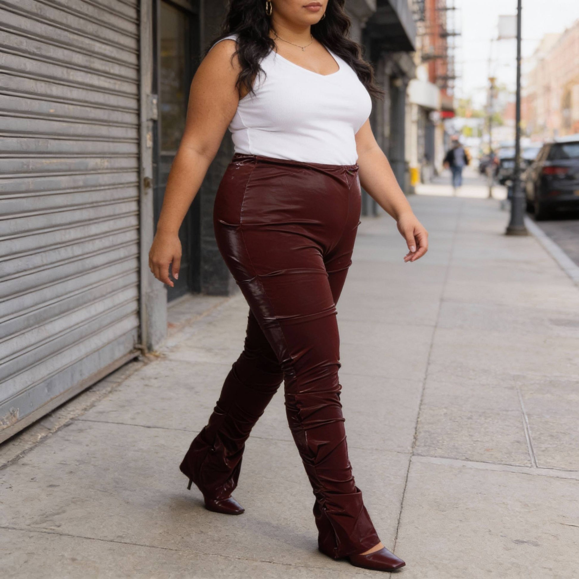 Velvet Pu Ruched Pants - ZumBuys