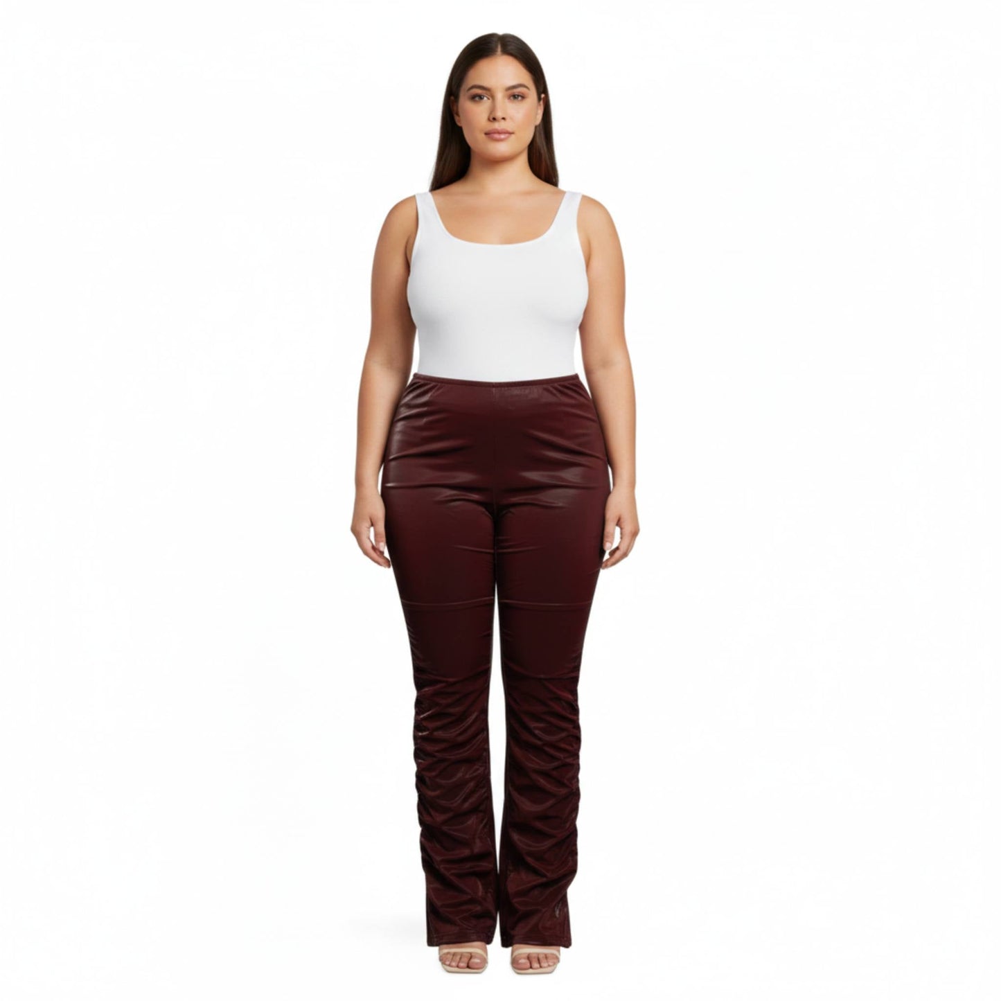 Velvet Pu Ruched Pants - ZumBuys