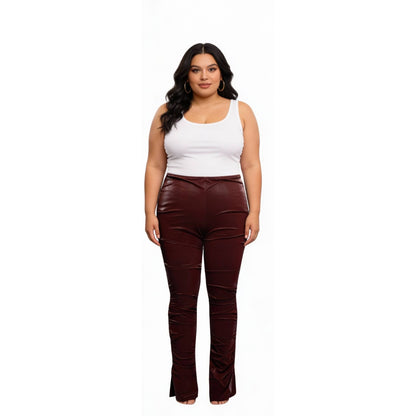 Velvet Pu Ruched Pants - ZumBuys