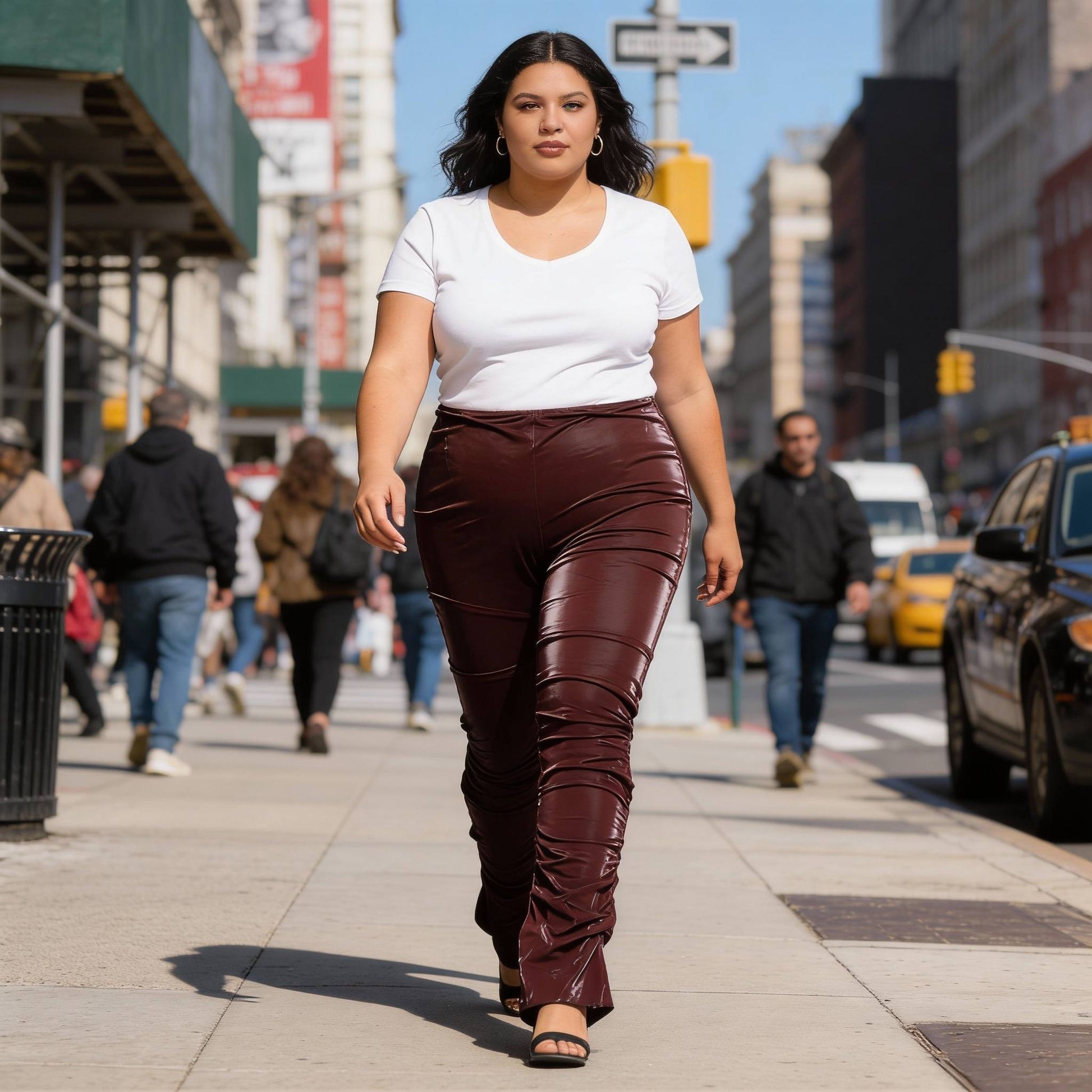 Velvet Pu Ruched Pants - ZumBuys