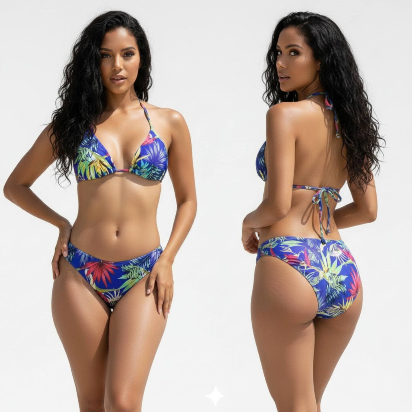 Vibrant Tropical Print 3 - piece Bikini & Mesh - ZumBuys