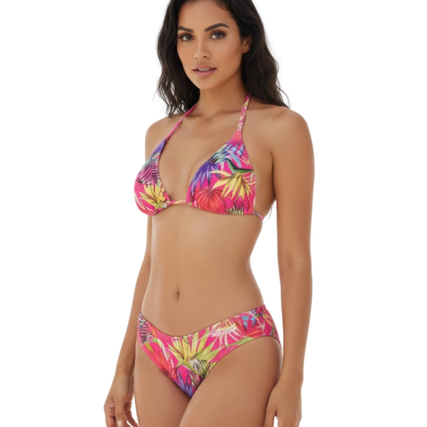 Vibrant Tropical Print 3 - piece Bikini & Mesh - ZumBuys