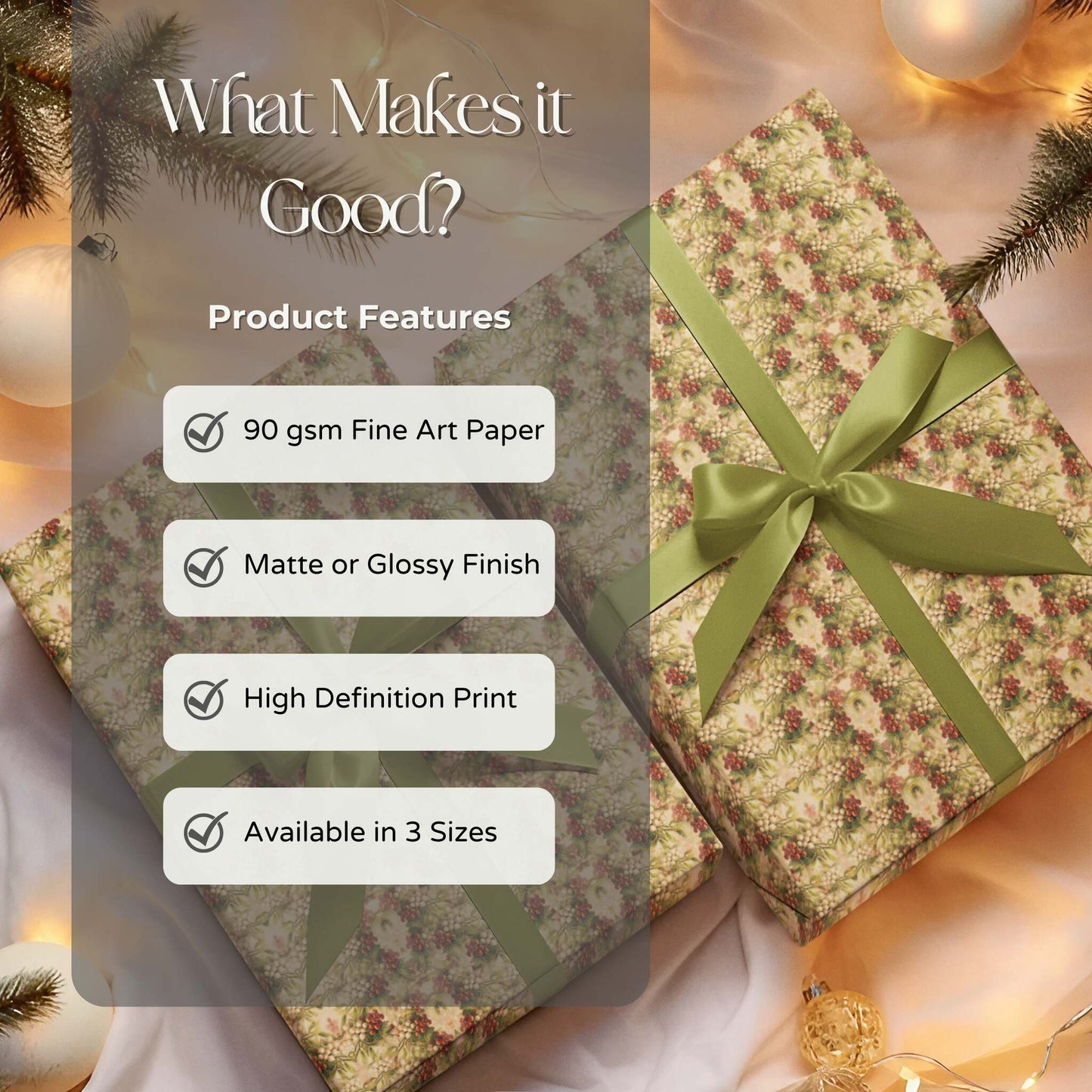 Vintage Mistletoe Wrapping Paper - ZumBuys