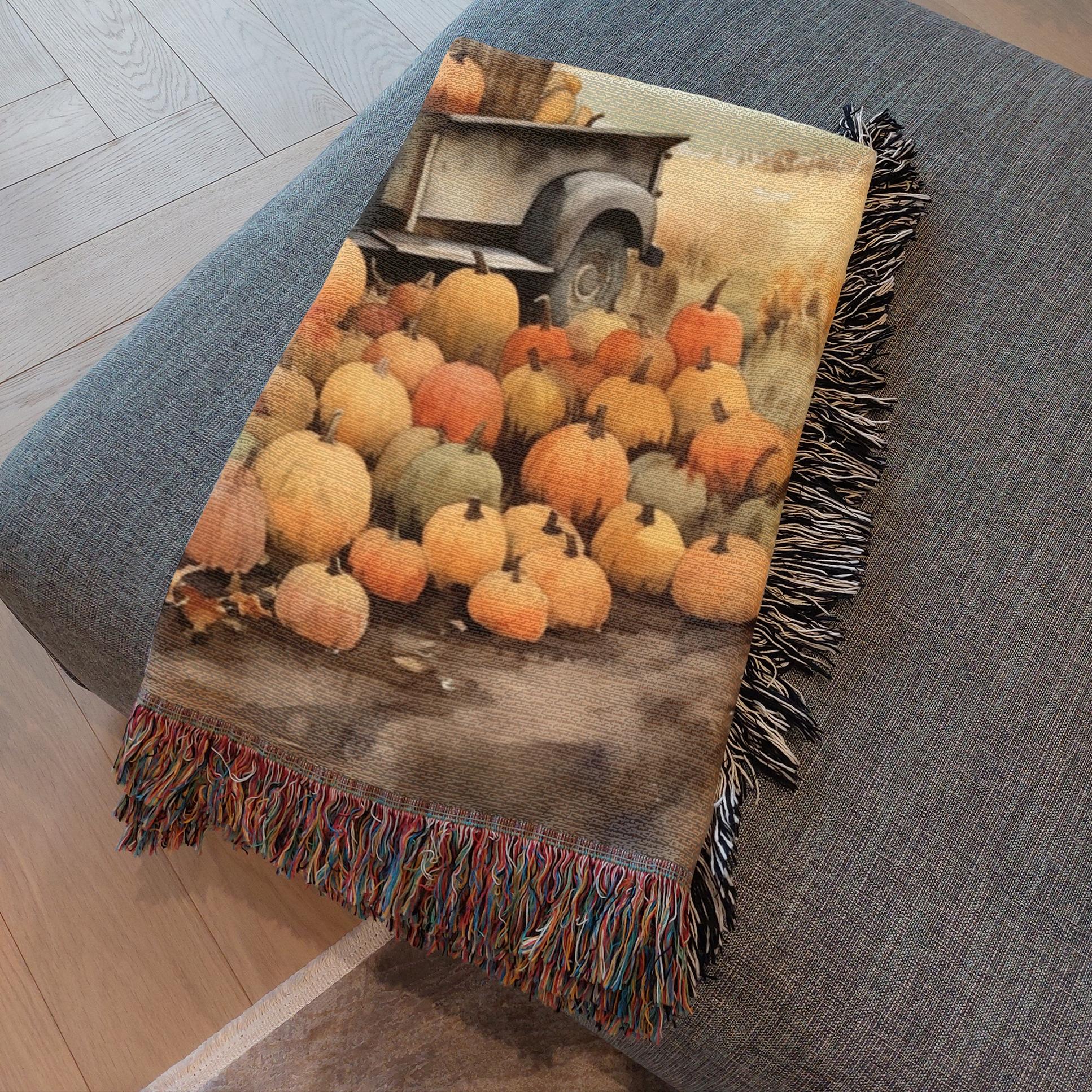Vintage Pumpkin Express Woven Blankets - ZumBuys