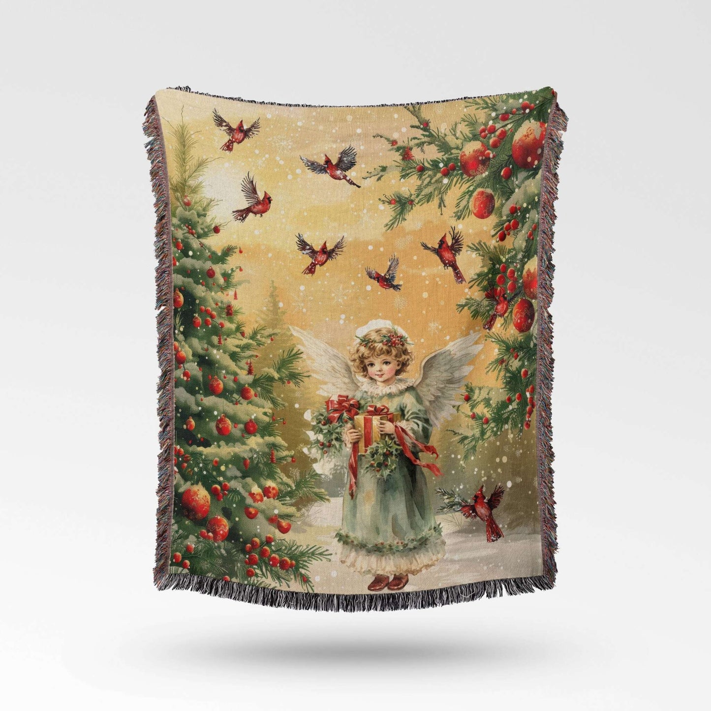 Vintage Woodland Angel Woven Blanket - ZumBuys