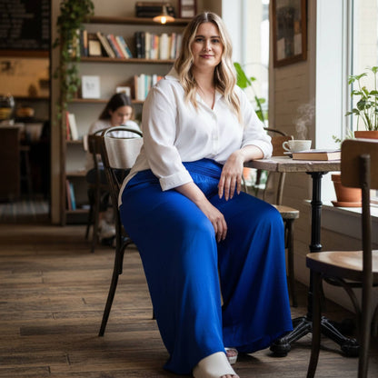 Washed Satin Wide Pants With Waist Smocked - ZumBuys