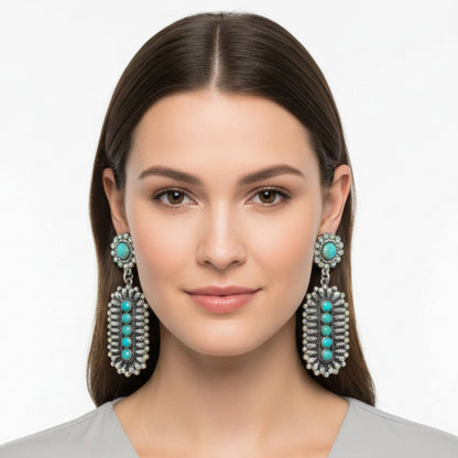 Western Jeweled Oval Concho Earrings - ZumBuys