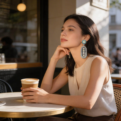 Western Jeweled Oval Concho Earrings - ZumBuys