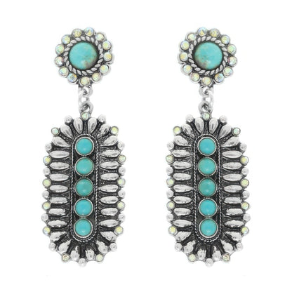 Western Jeweled Oval Concho Earrings - ZumBuys