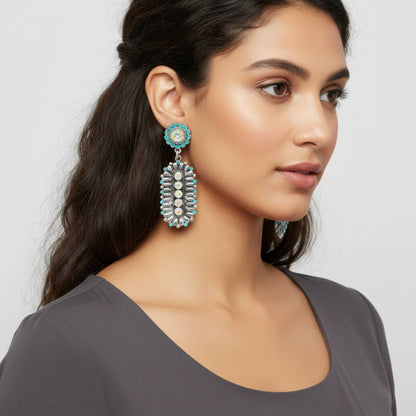 Western Jeweled Oval Concho Earrings - ZumBuys