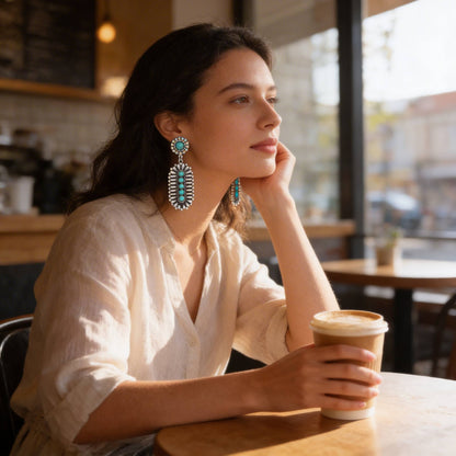 Western Jeweled Oval Concho Earrings - ZumBuys