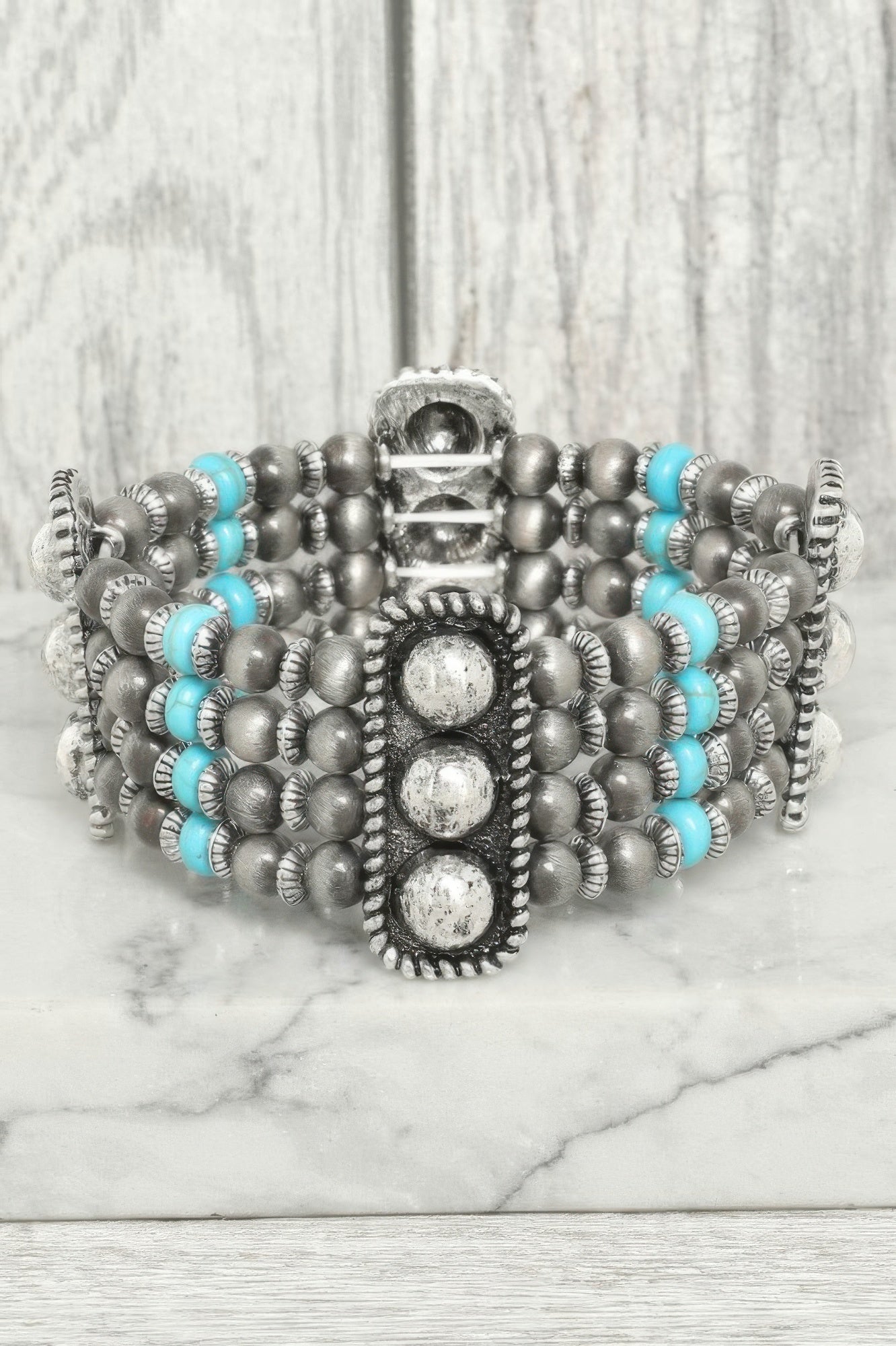 Western Rounded Rectangle Concho Bracelet - ZumBuys