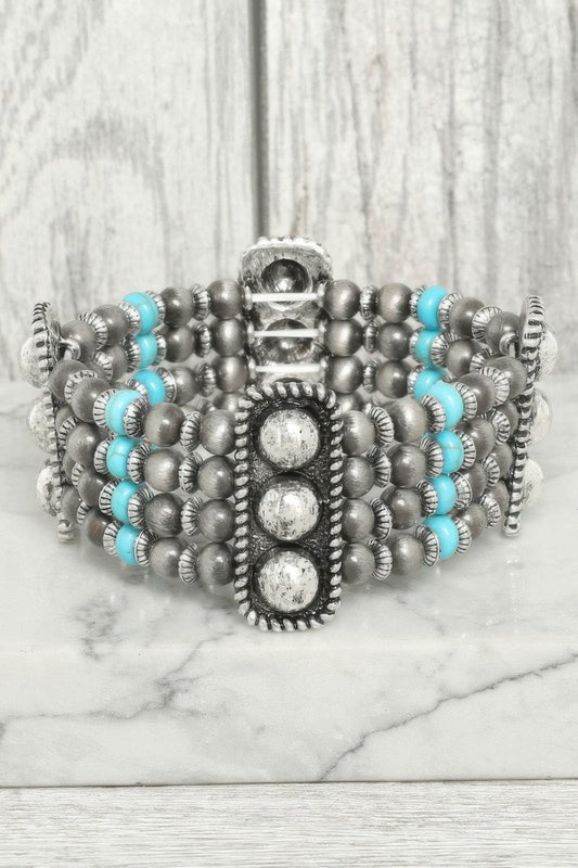 Western Rounded Rectangle Concho Bracelet - ZumBuys