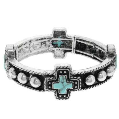 Western Turquoise Cross Bracelet - ZumBuys