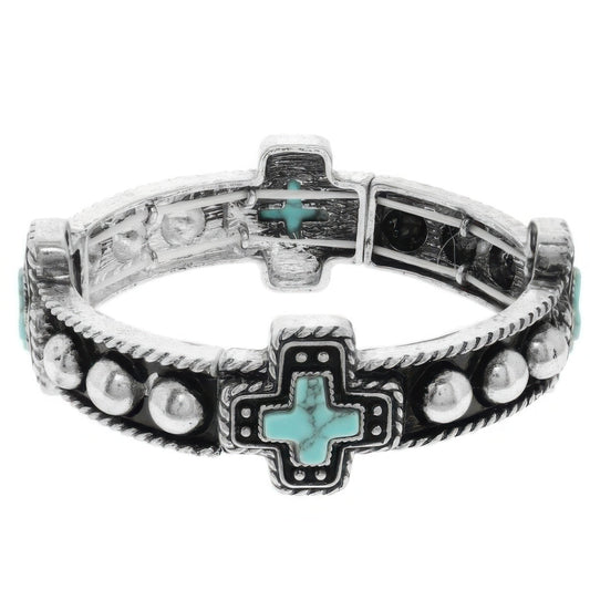Western Turquoise Cross Bracelet - ZumBuys