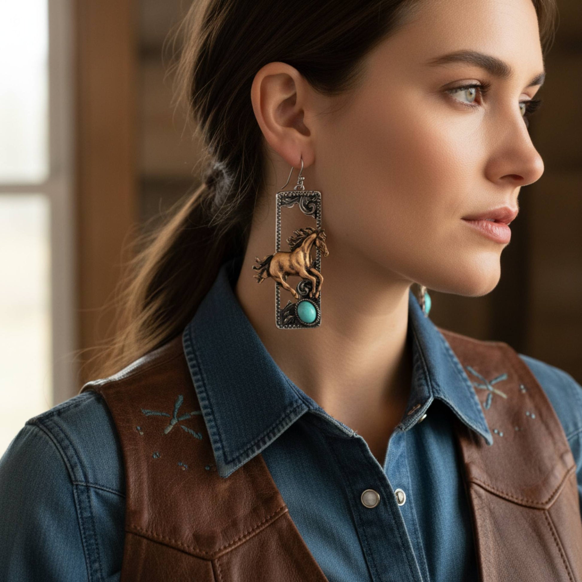 Western Wild Horse Dangle Earrings - ZumBuys