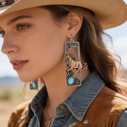 Western Wild Horse Dangle Earrings - ZumBuys